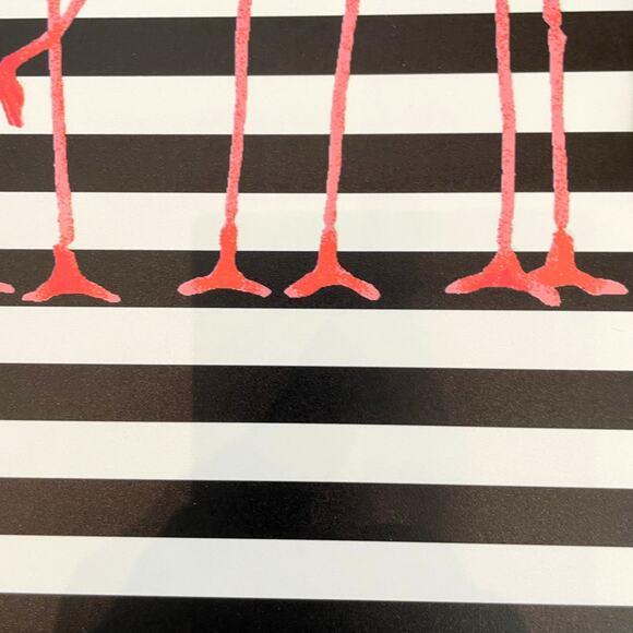 KATE SPADE Pink Flamingo Black Striped Easy Care Vinyl Placemats Set of 4 NEW - Picture 6 of 9